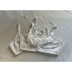 Elila Bra Set, White, Size 50E, Two Bras, Wide Strapes,